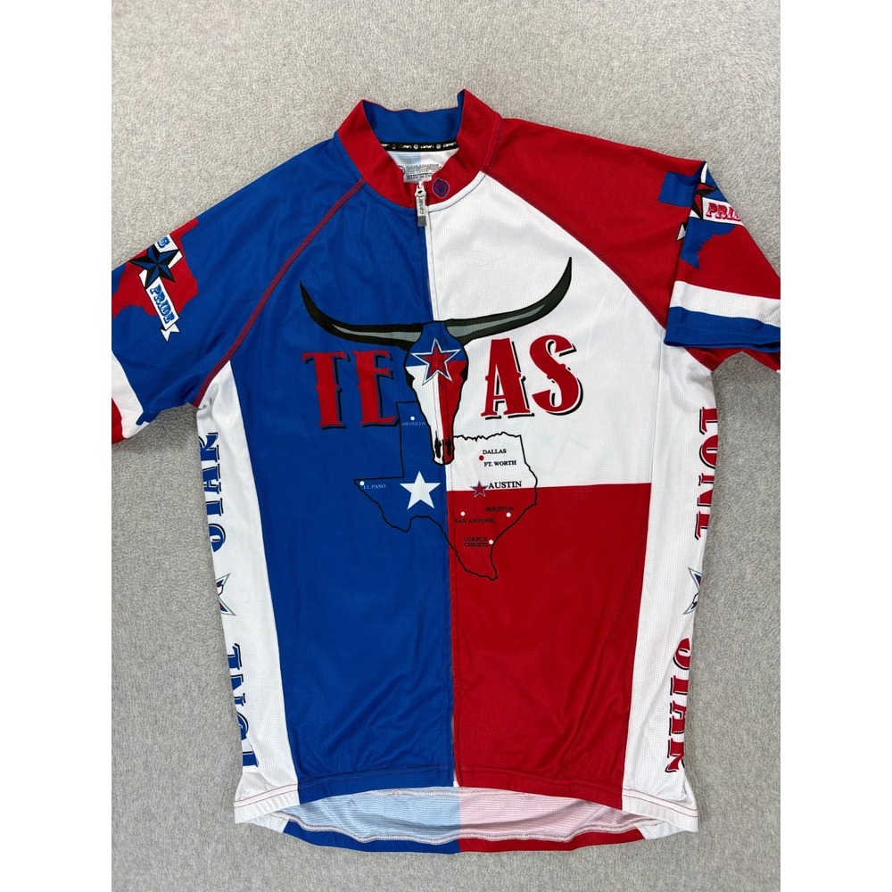 Canari Everything is Bigger In Texas S/S Full Zip Cycling Jersey (Men's XL) Red